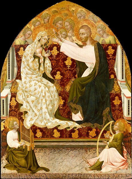 Christ crowns the Virgin Mary as angels gather around the heavenly throne.